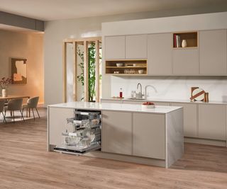 contemporary kitchen with built-in dishwasher